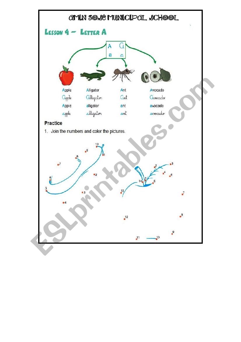 Letter A - Alphabet Focus worksheet