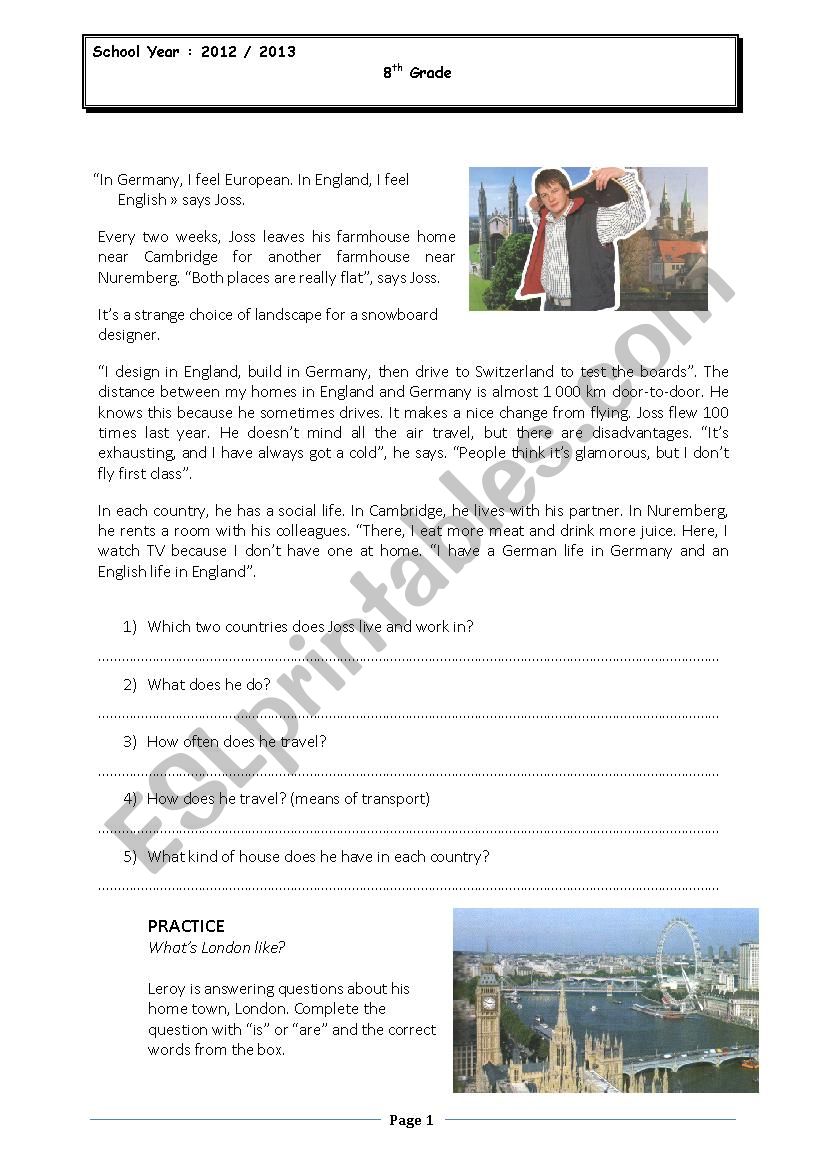 Living in London worksheet