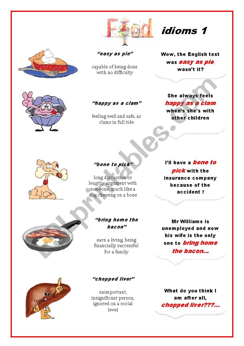 Food Idioms  1 worksheet