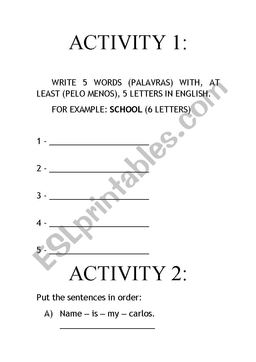 ELEMENTARY ENGLISH JAMBOREE TASKS