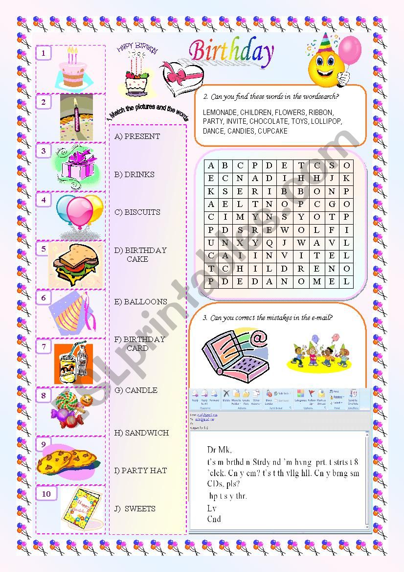 Birthday worksheet