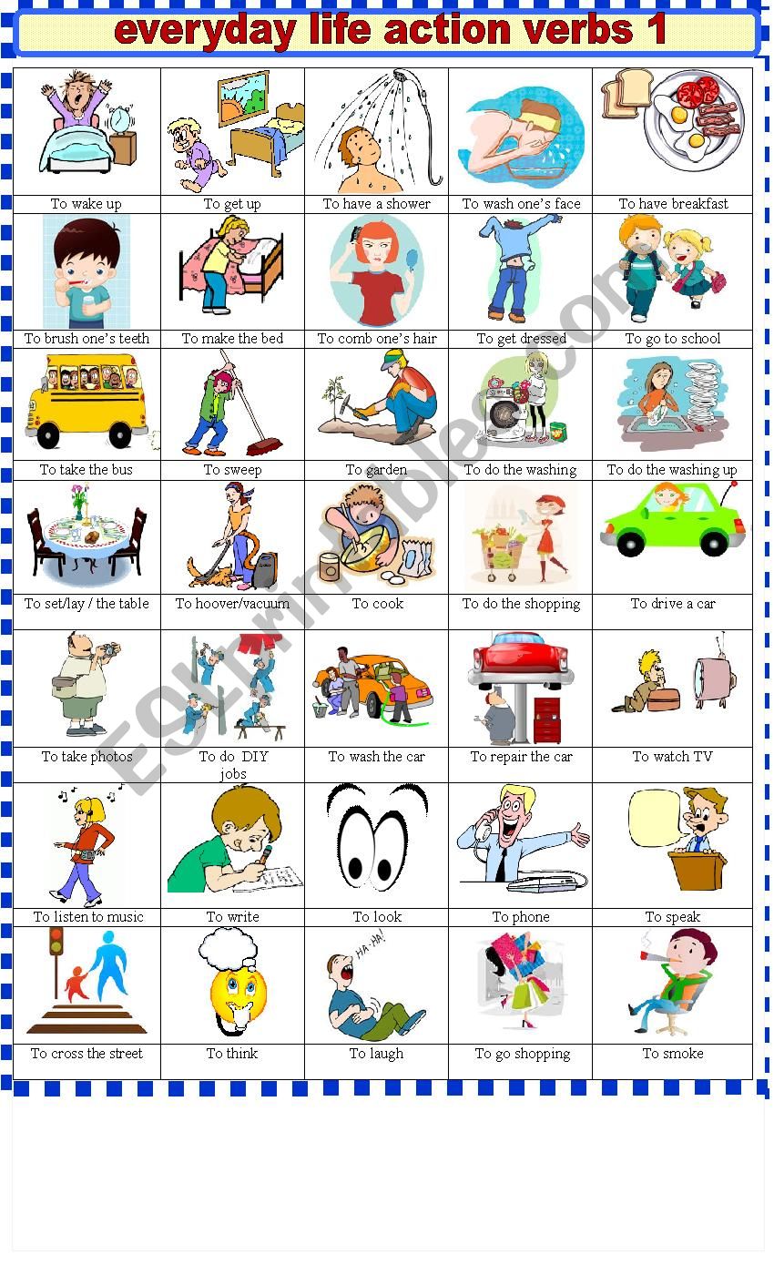 EVERYDAY  LIFE ACTION VERBS 1 worksheet