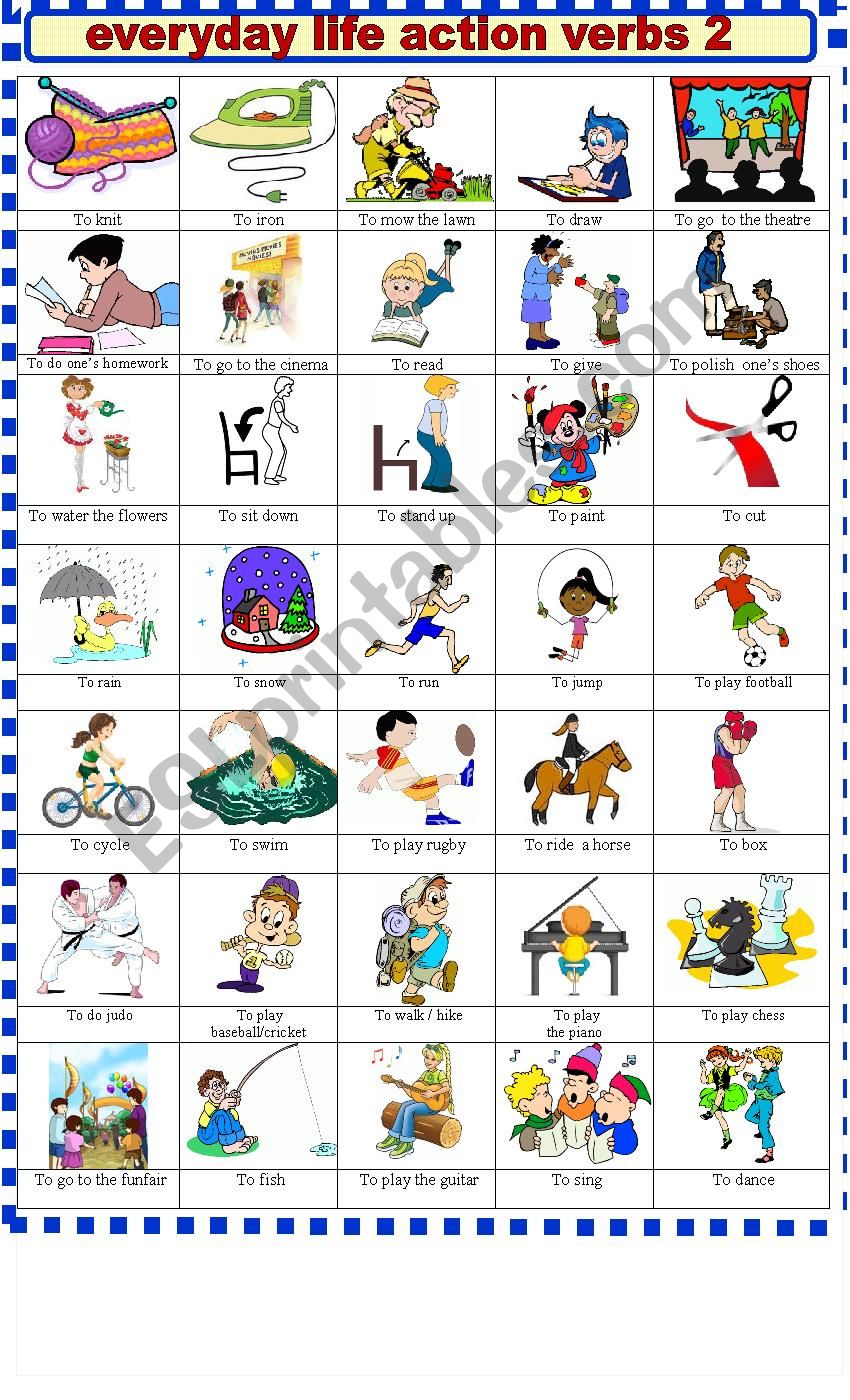 EVERYDAY  LIFE ACTION VERBS 2 worksheet