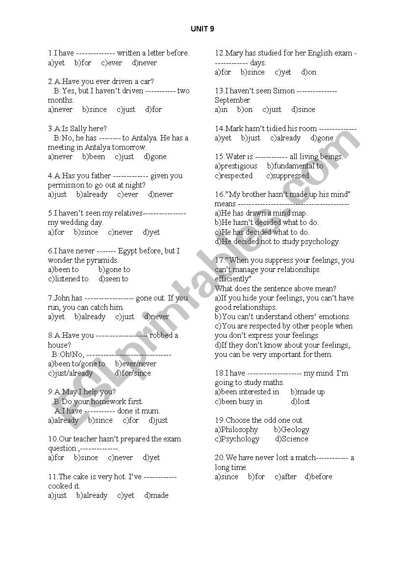 Time Expressions of Present Perfect Tense