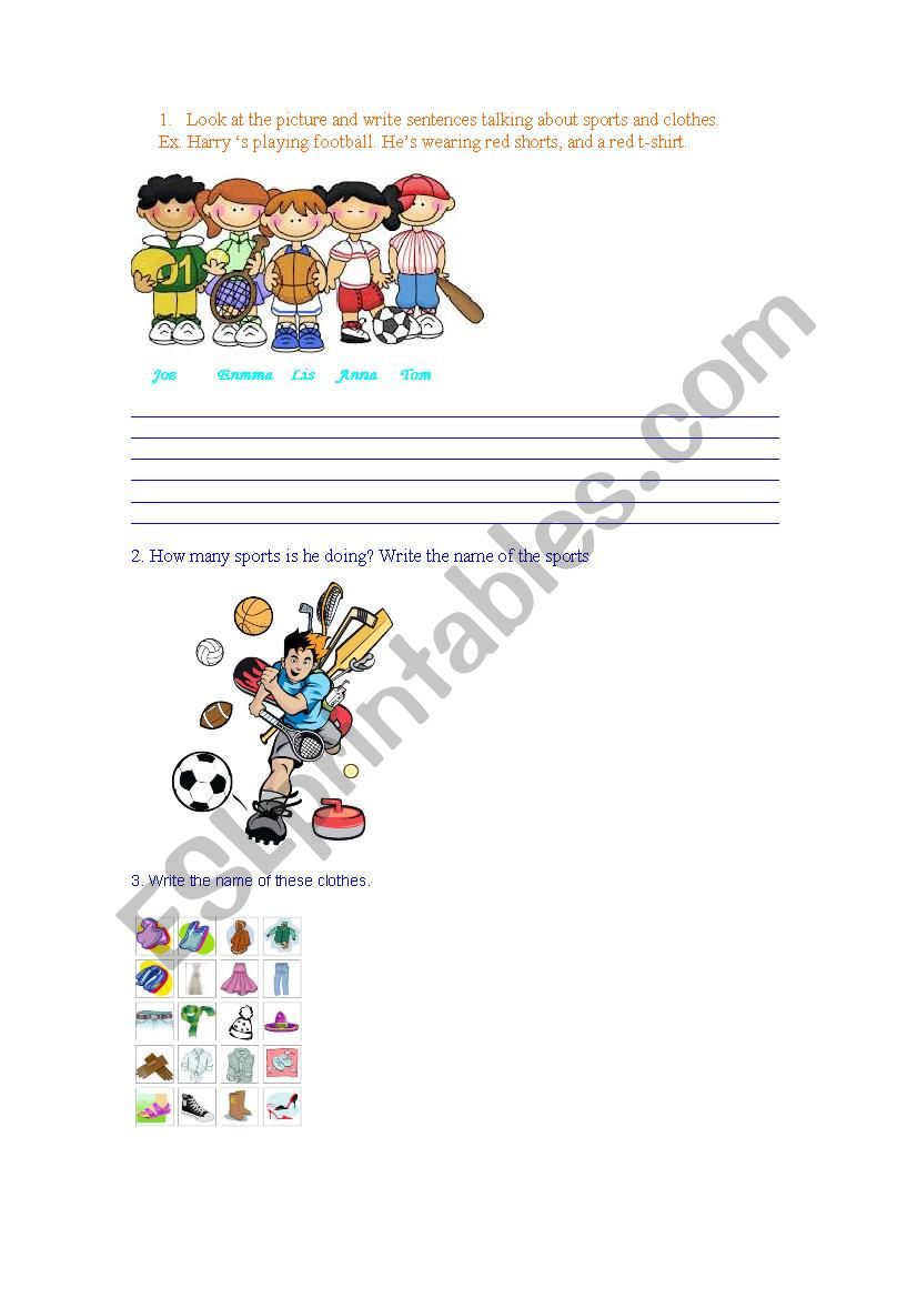 Sports and Clothes worksheet