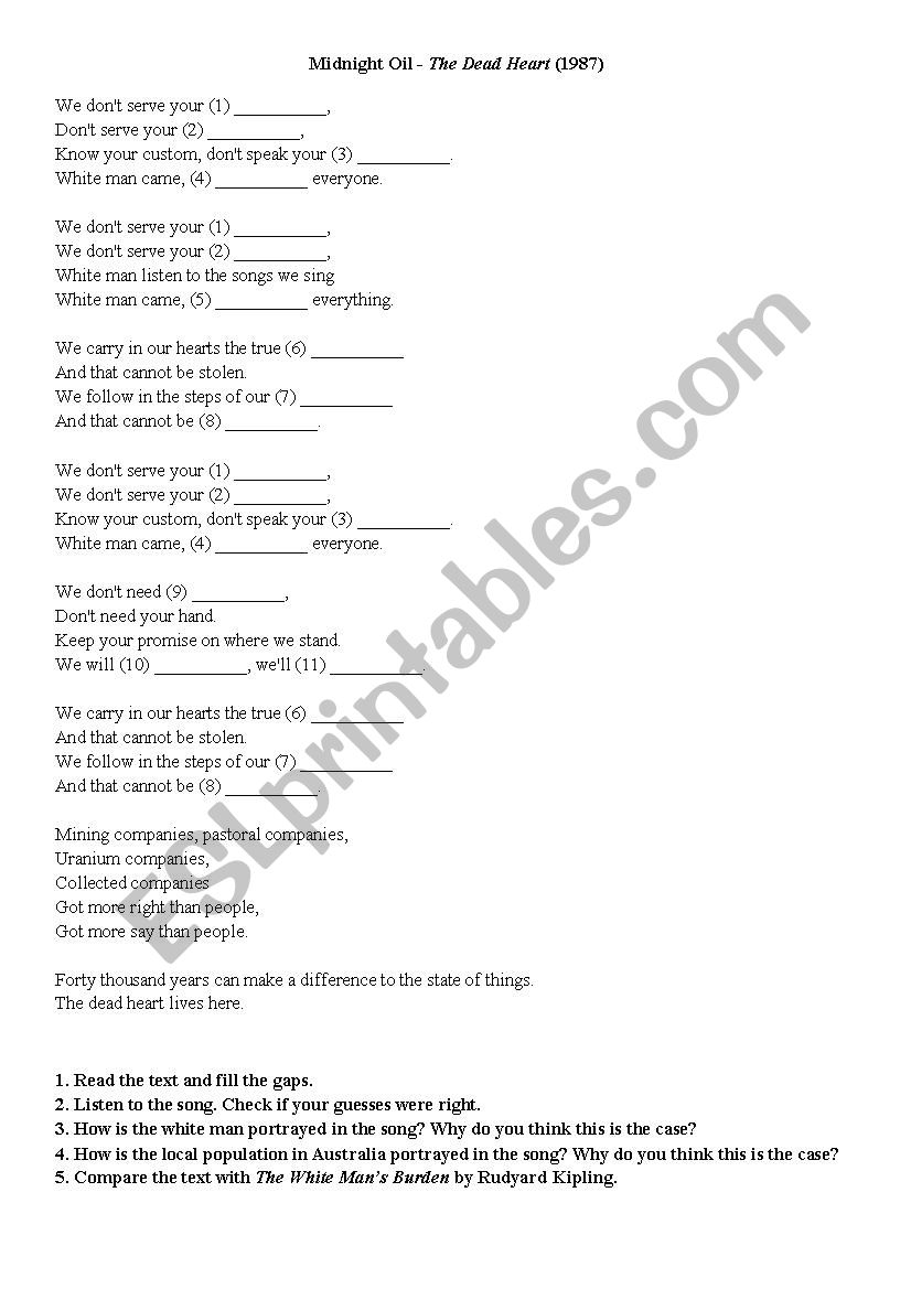 American Civil War - song worksheet