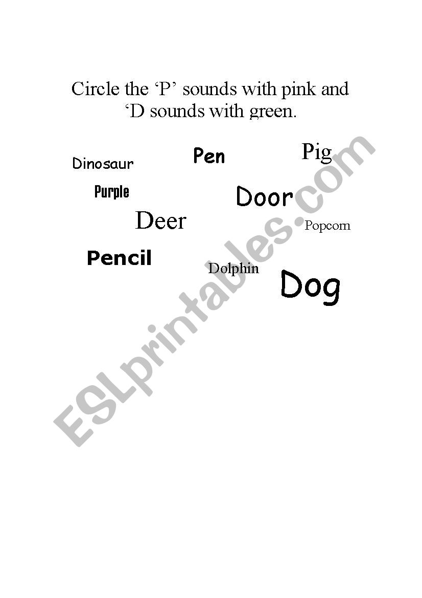 Phonics-p&d worksheet