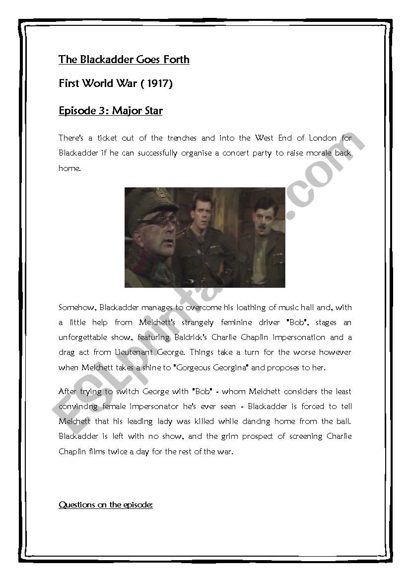 The Blackadder Goes Forth. Episode 3. Major Star