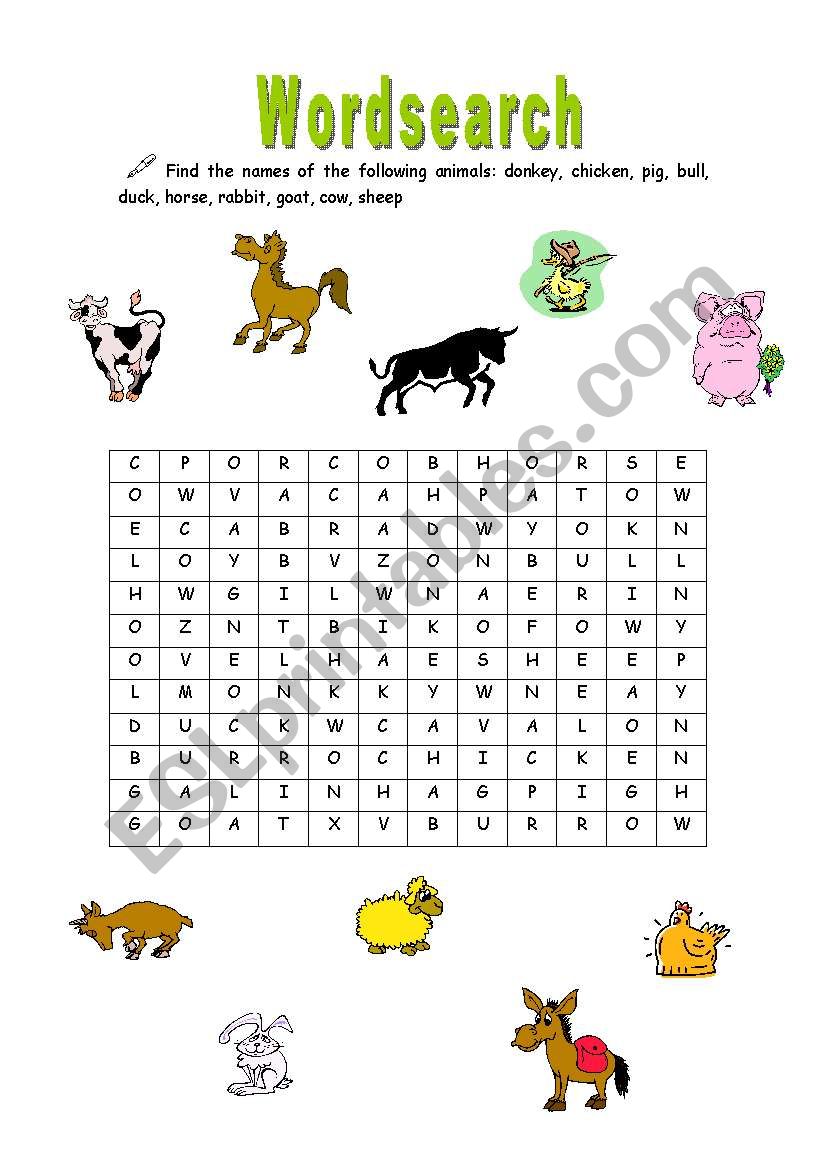 Wordsearch worksheet