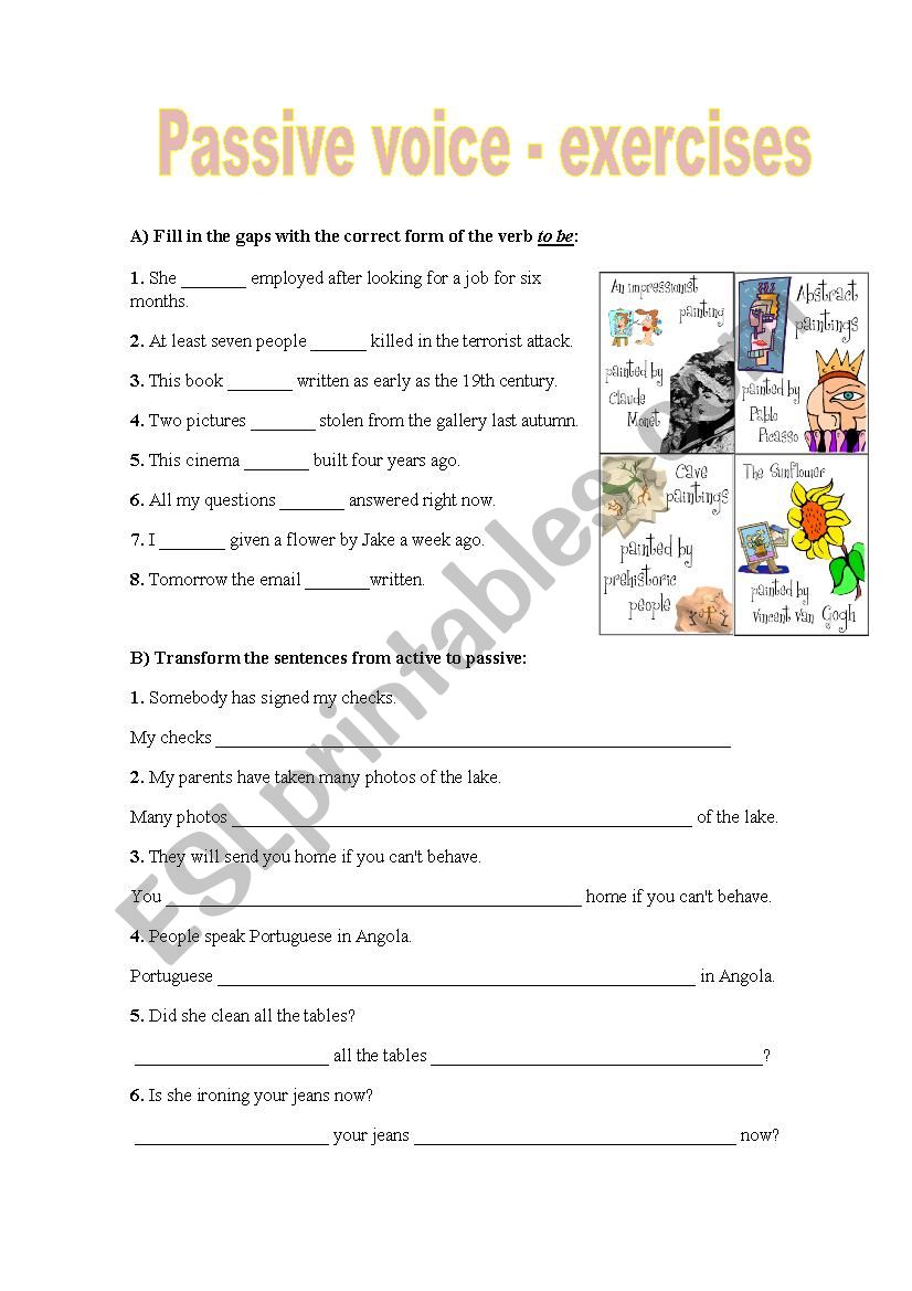 Passive Voice - exercises worksheet