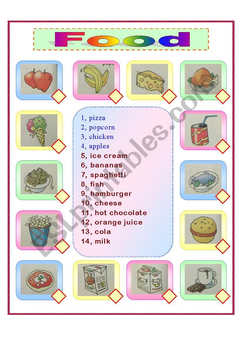 Food - ESL worksheet by nicole461845623