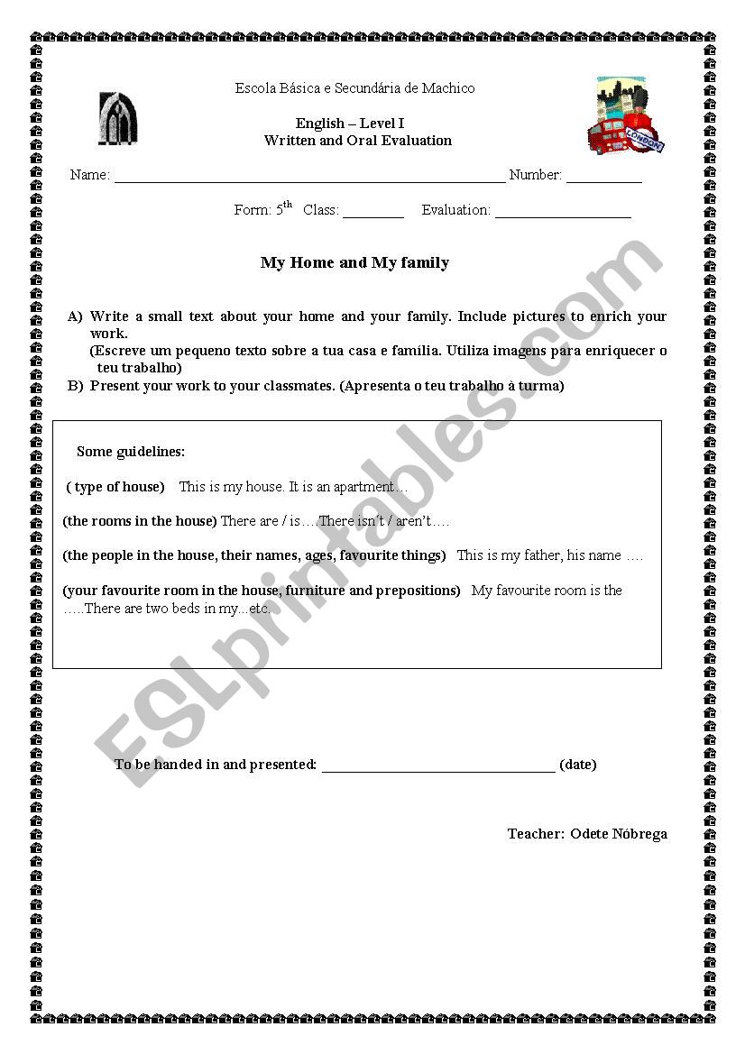 writing- My house worksheet