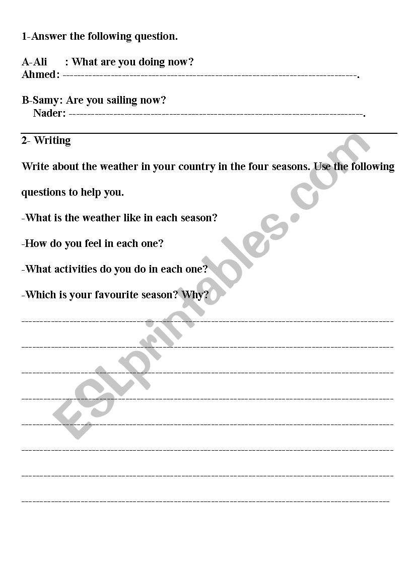 Write about the weather worksheet