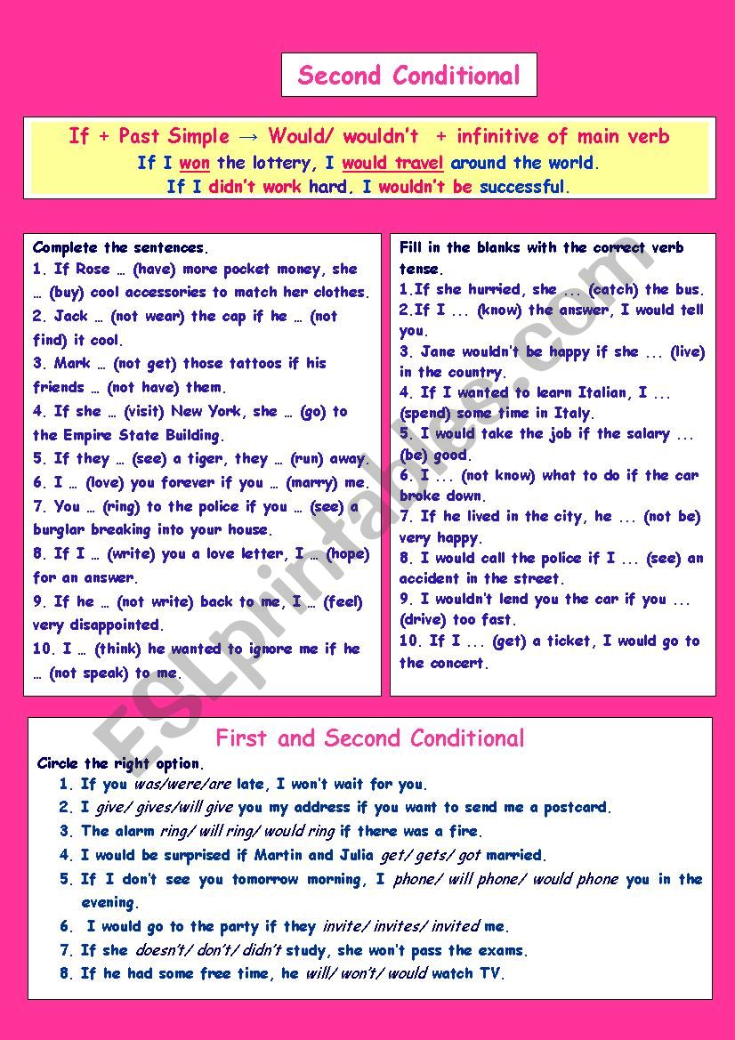 First and Second Conditional worksheet