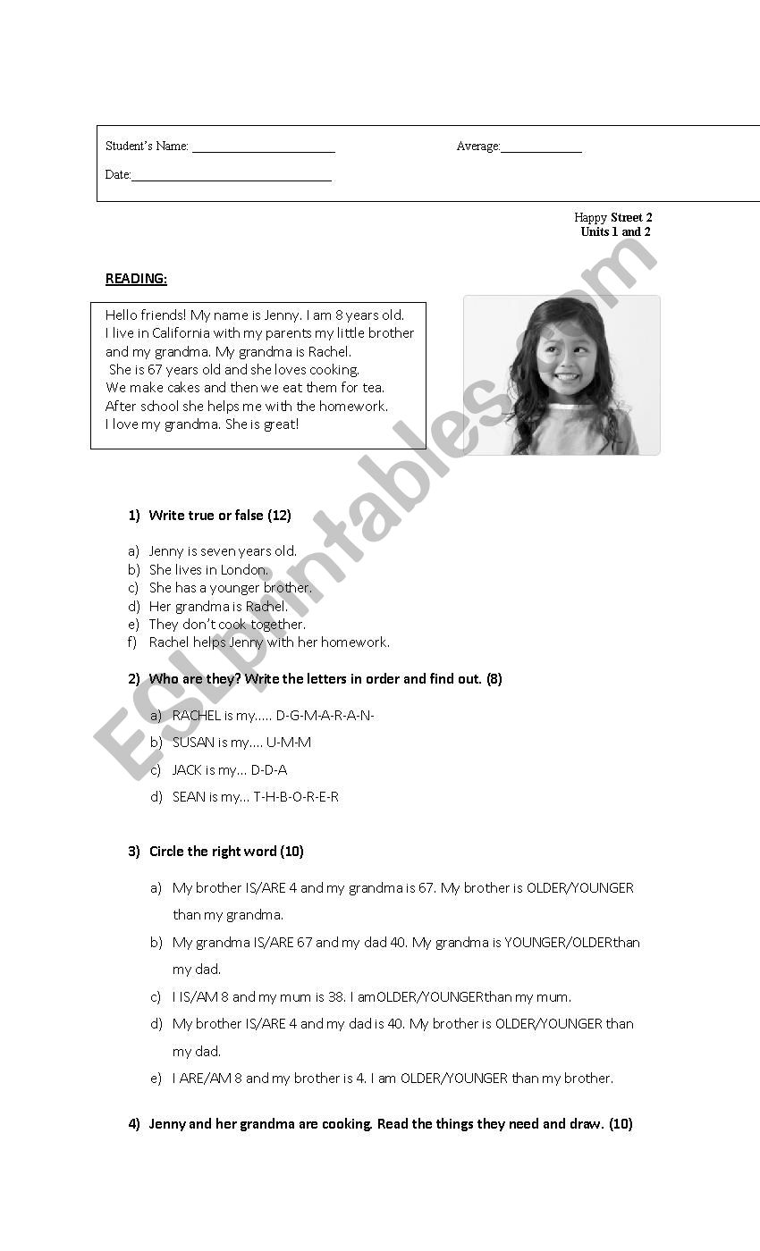 family - numbers worksheet