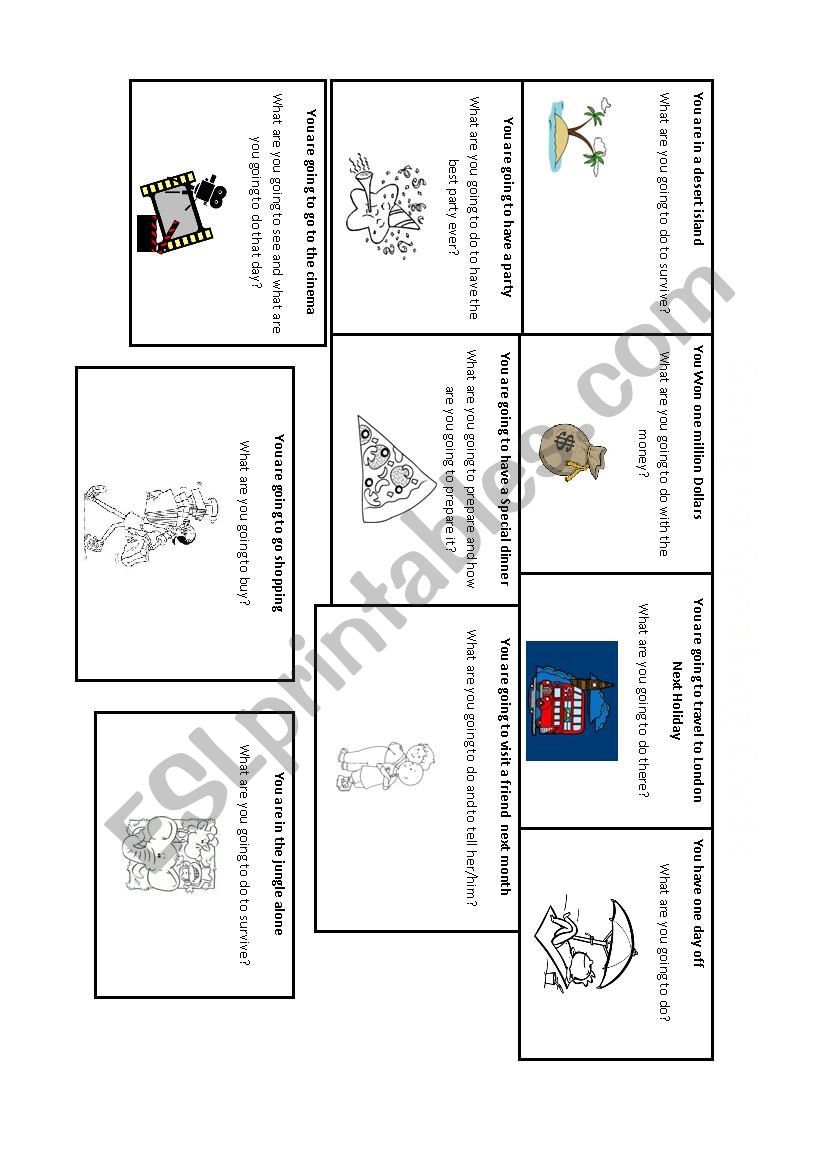 Going to speaking cards worksheet