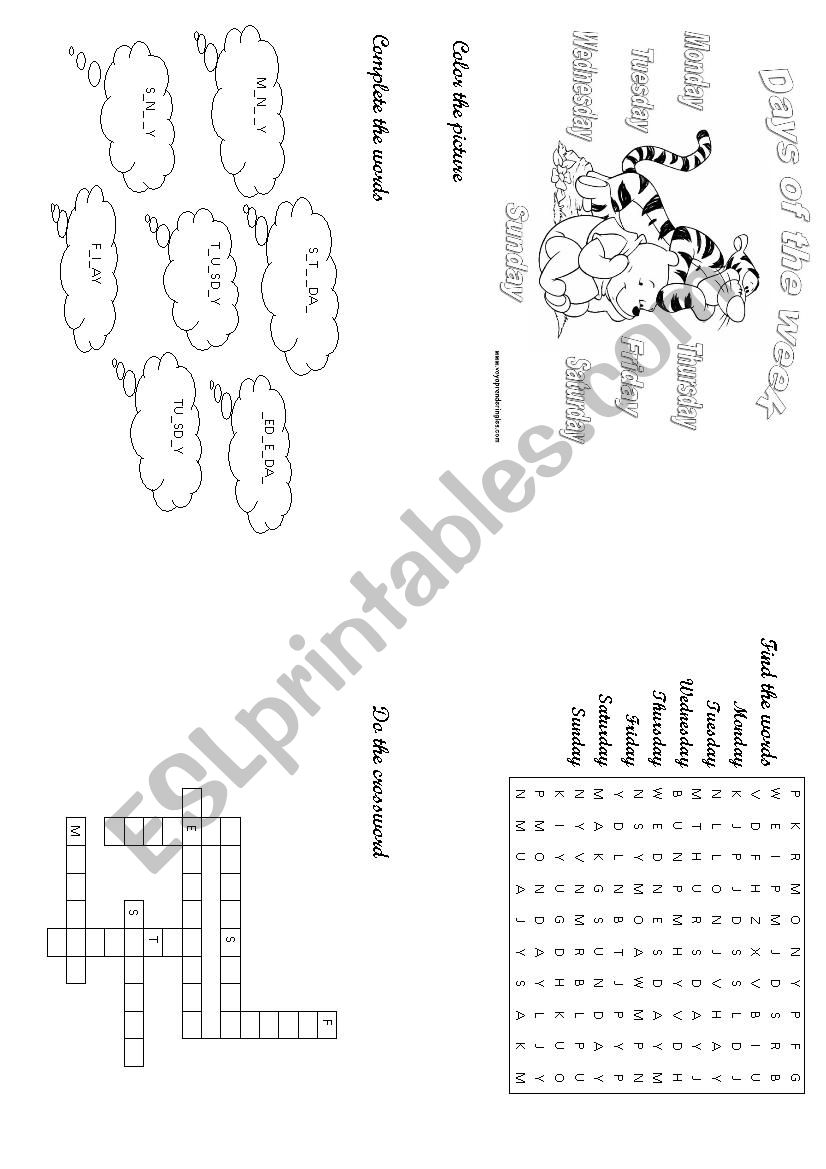 Days of the week worksheet