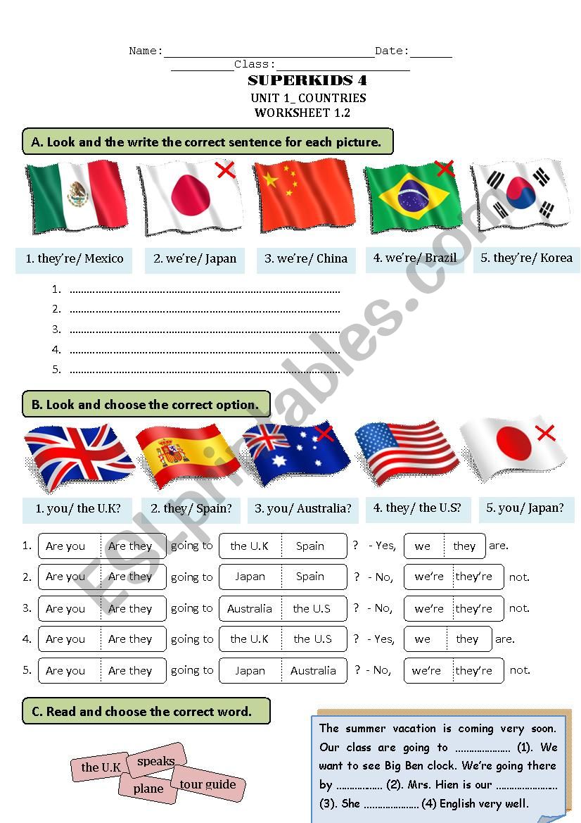 countries worksheet