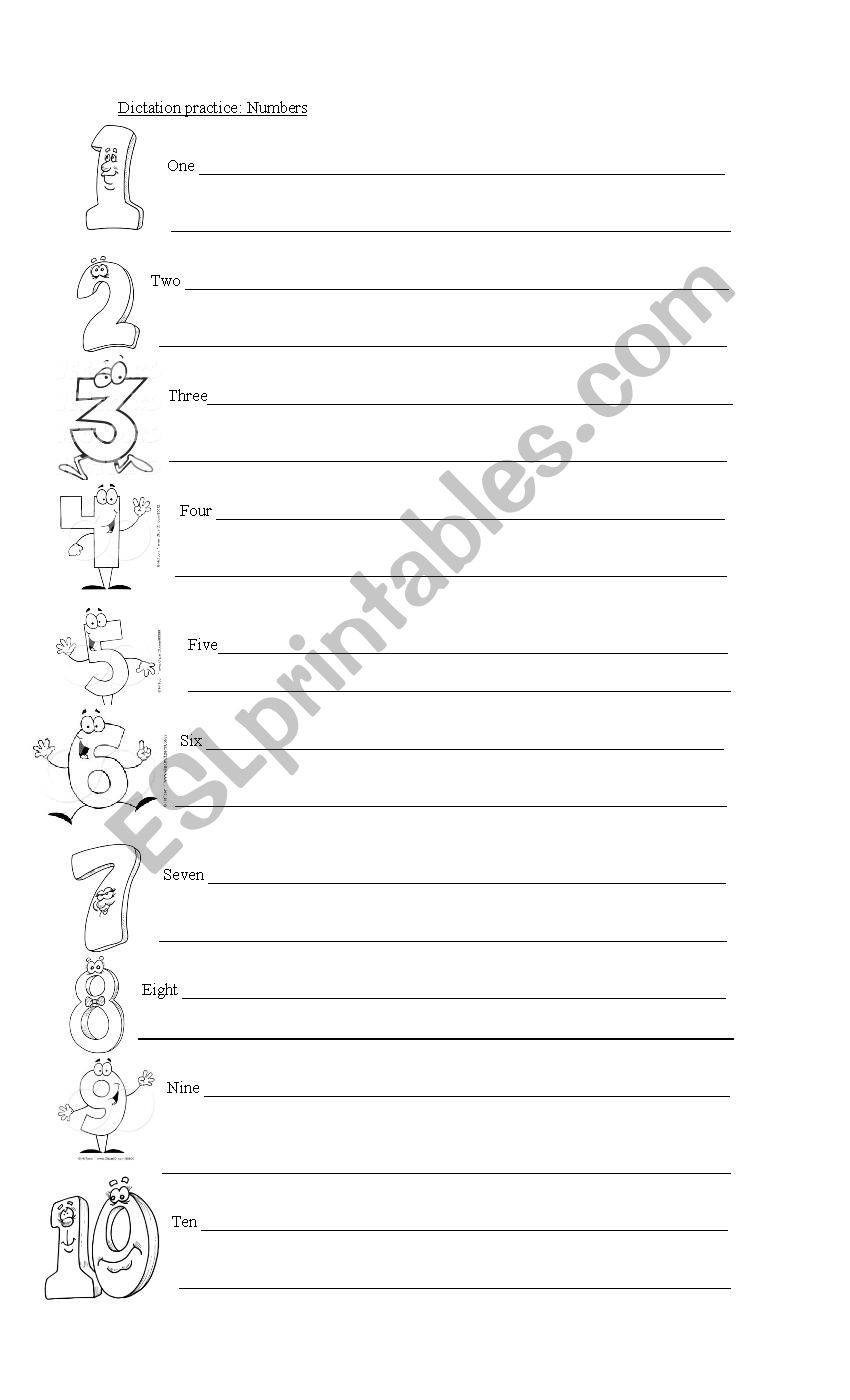 Dictation practice worksheet