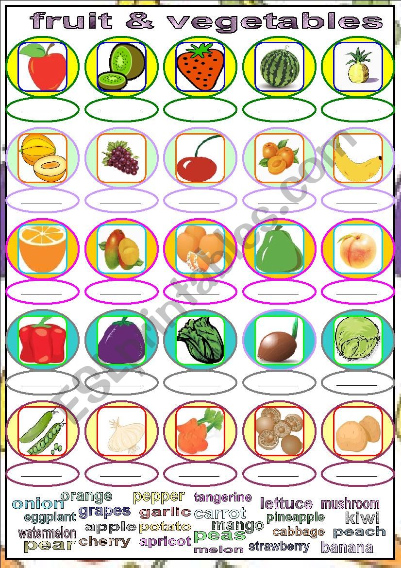 fruit and vegetables worksheet