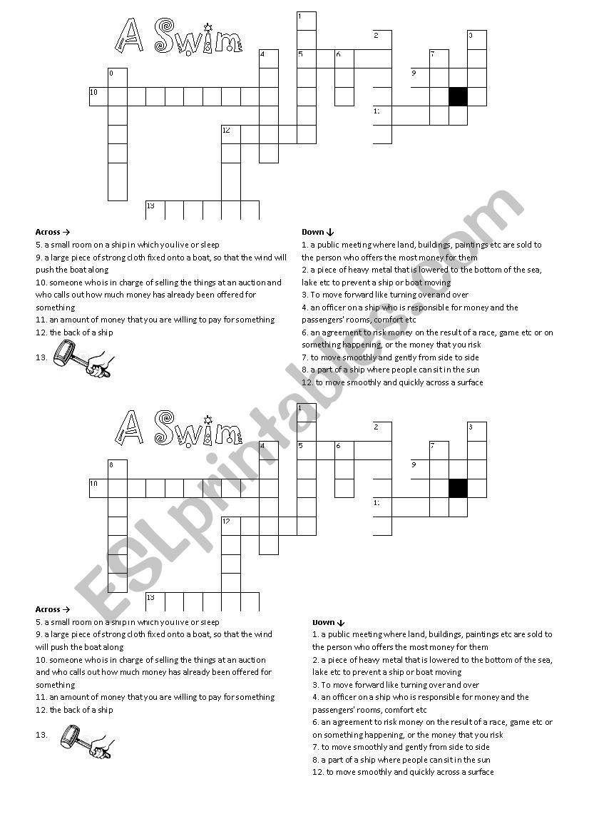 A swim by Roald Dahl worksheet