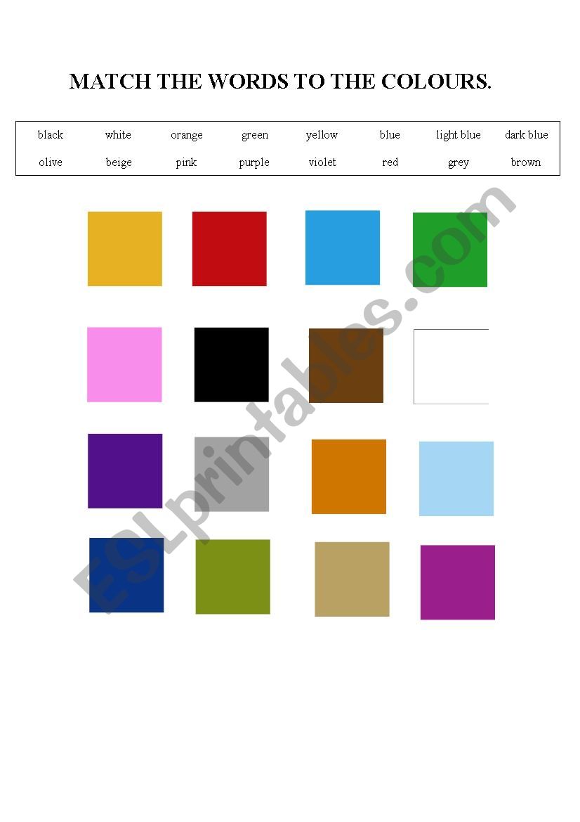 Colours worksheet