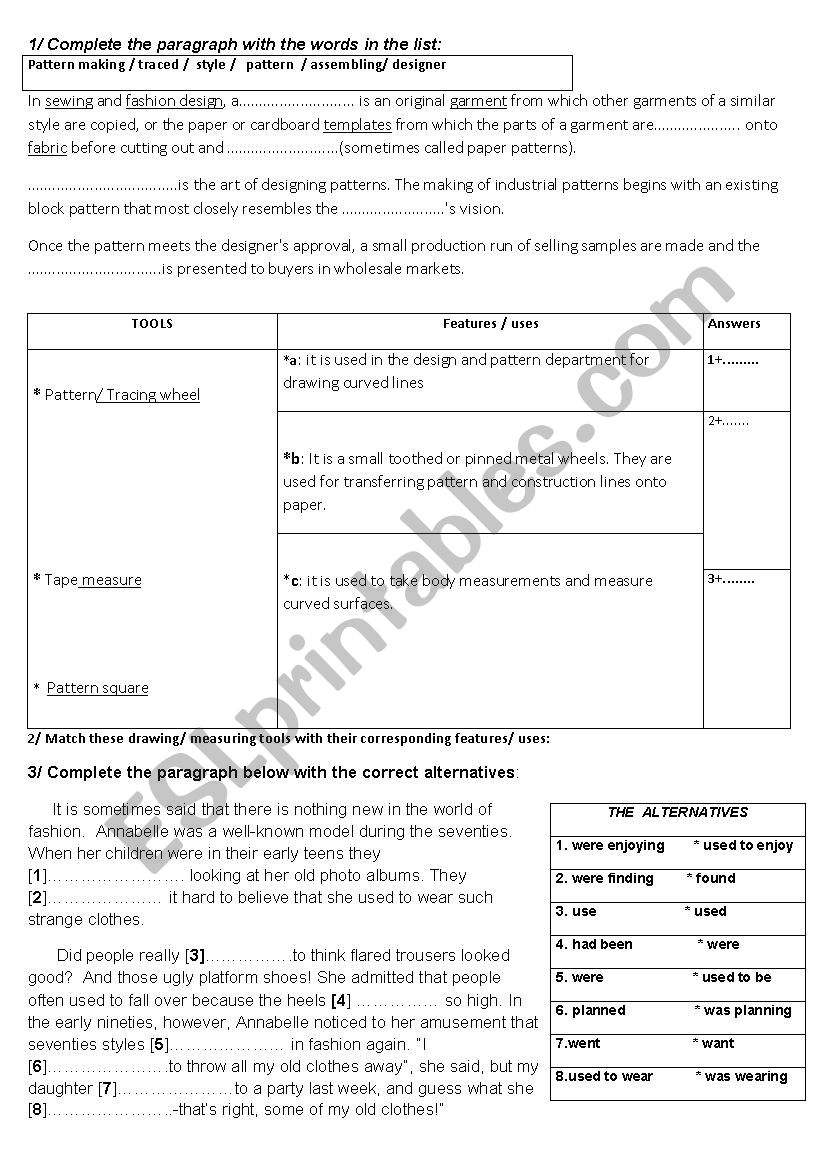 PATTERN MAKING worksheet