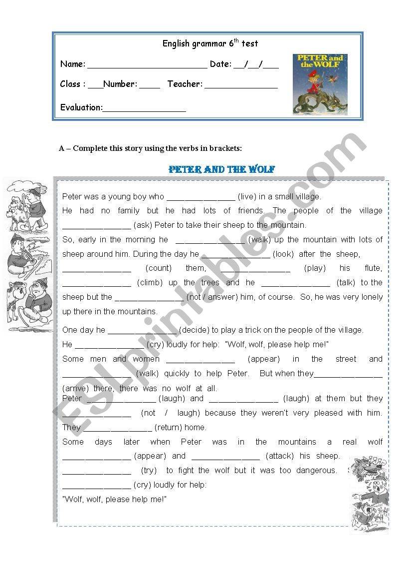 Peter and the wolf worksheet