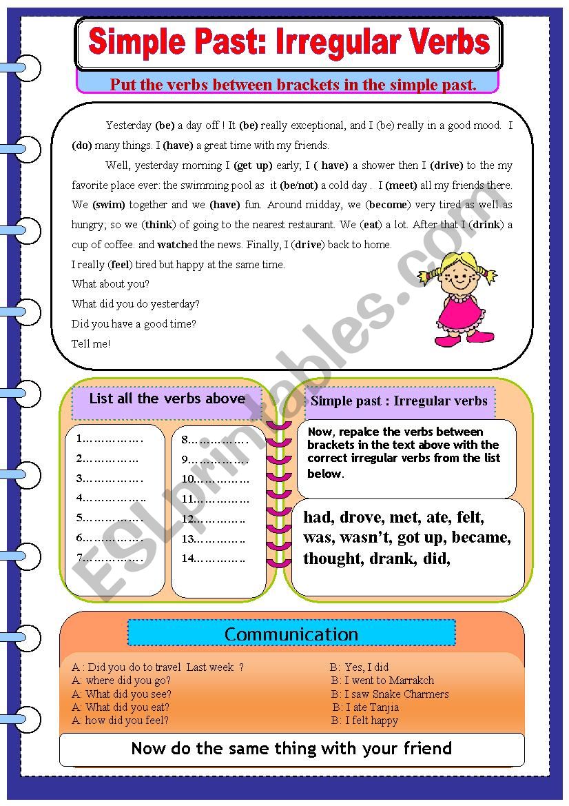 Simple Past: Irregular Verbs  worksheet