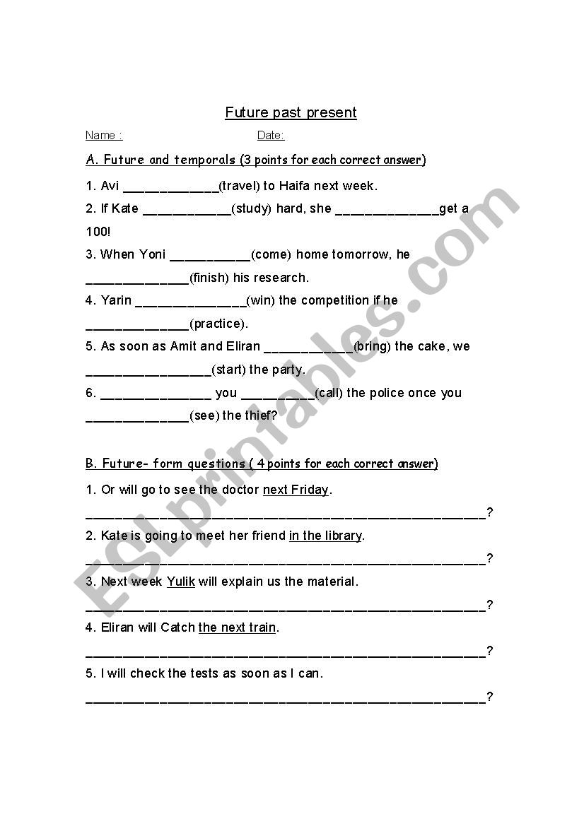 tenses practice worksheet