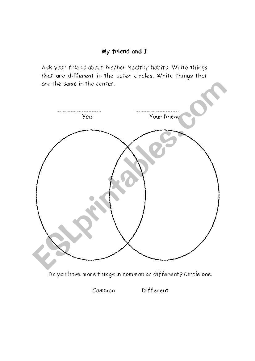 my friend and I worksheet