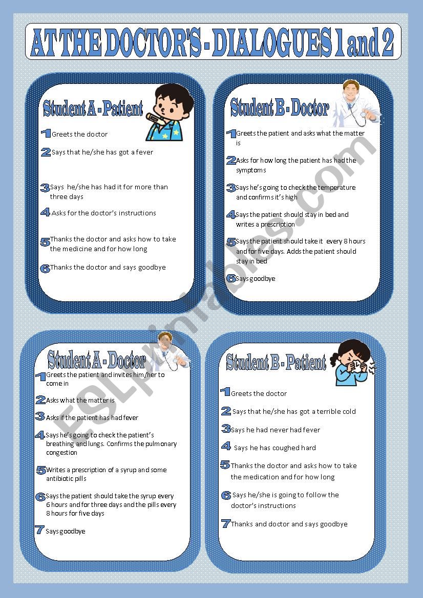 At the doctorÂ´s - dialogues 1 and 2