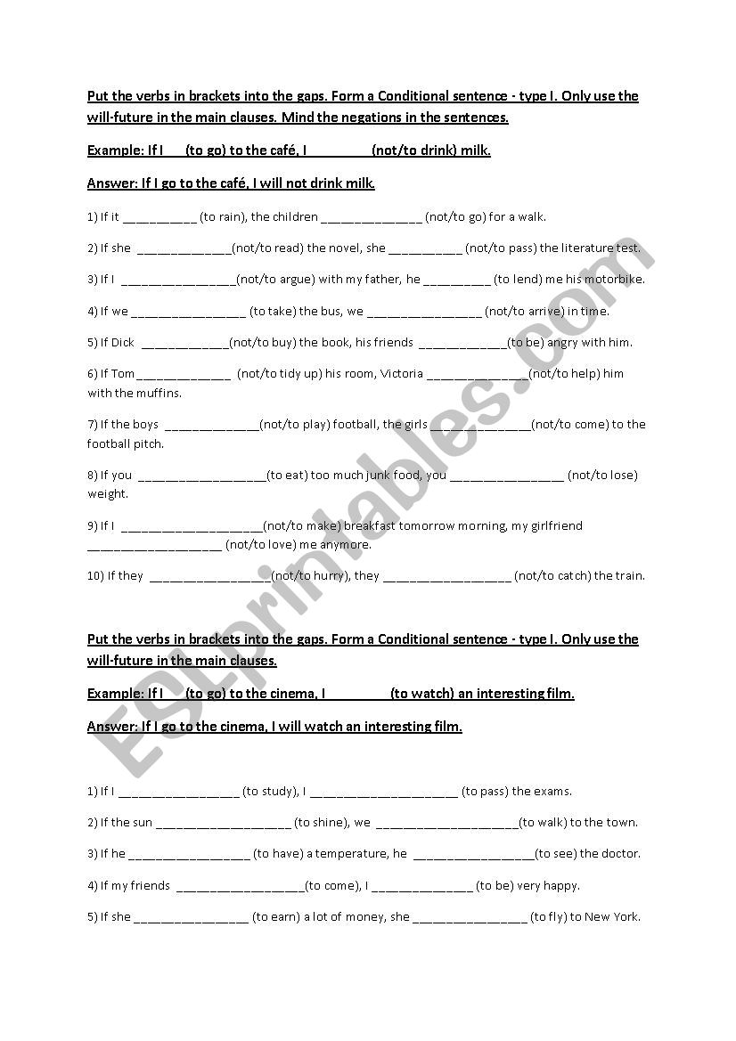 IF CLAUSE TYPE 1  worksheet