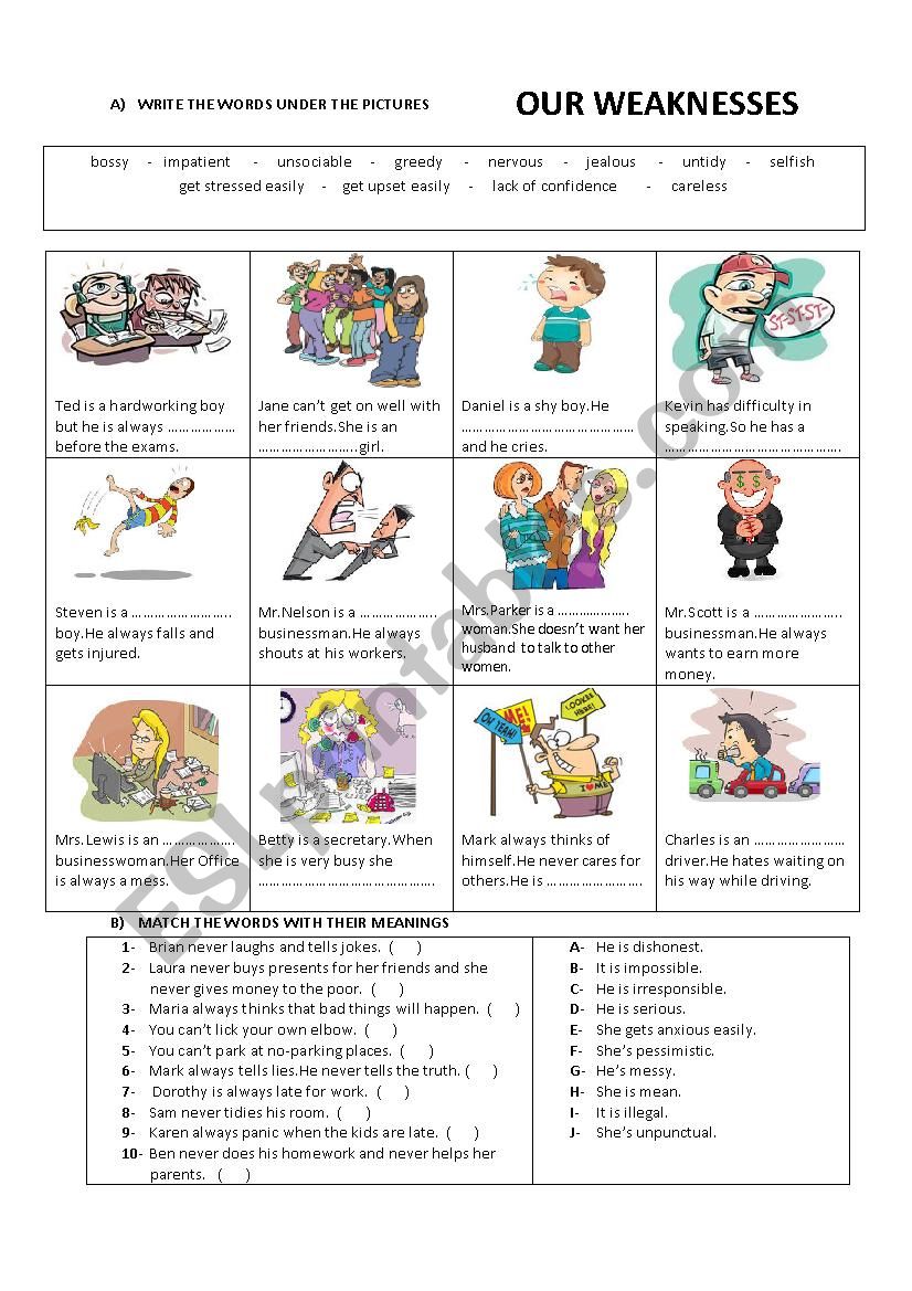 personal qualities - our weaknesses 2 