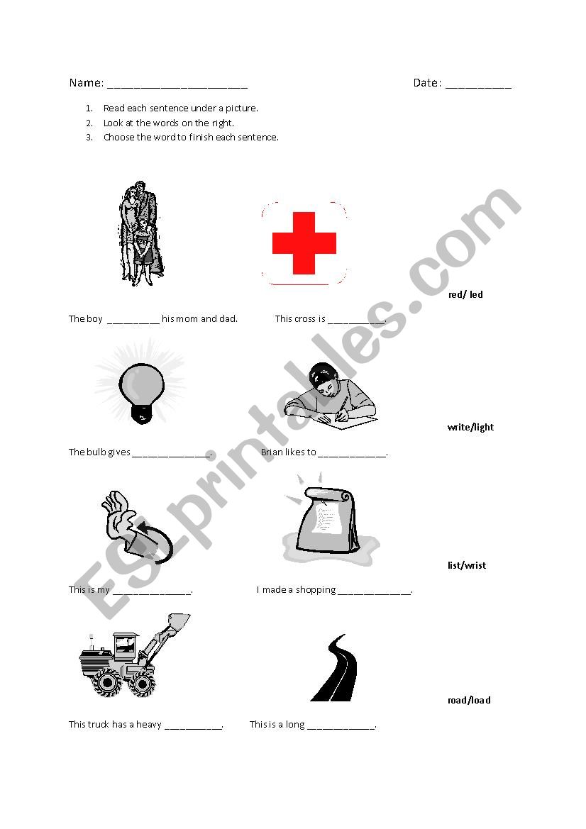 Minimal Pairs worksheet