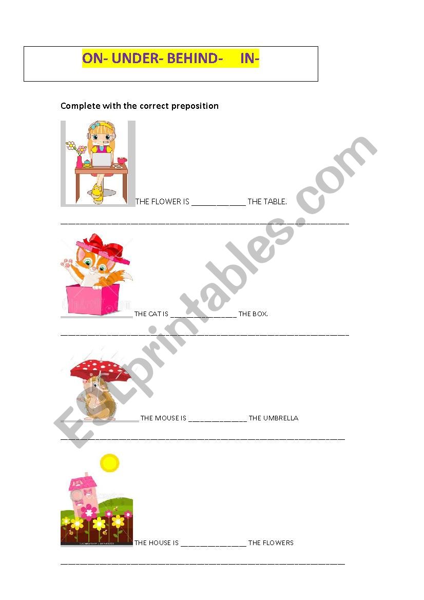 prepositions of place worksheet