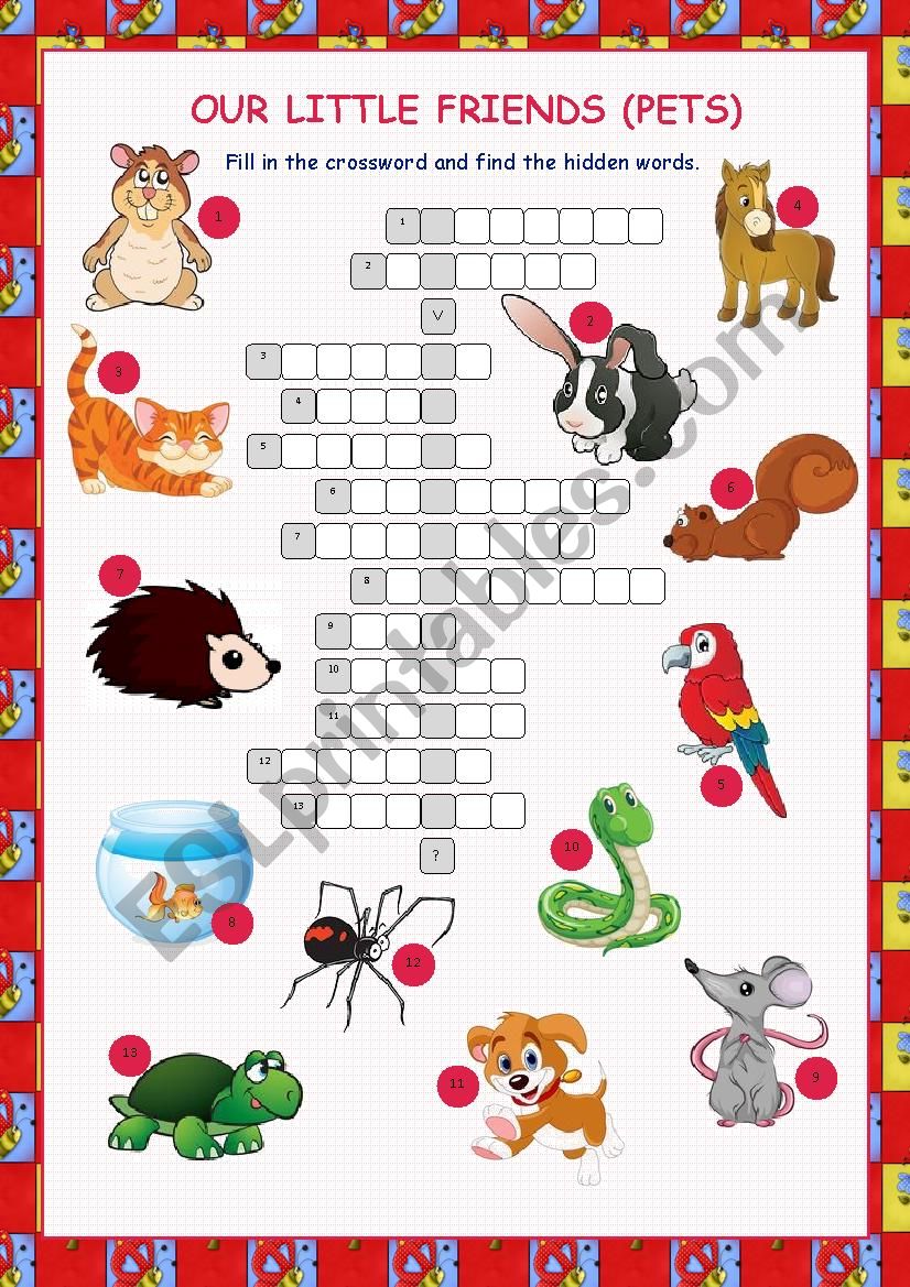 Pets Crossword Puzzle worksheet