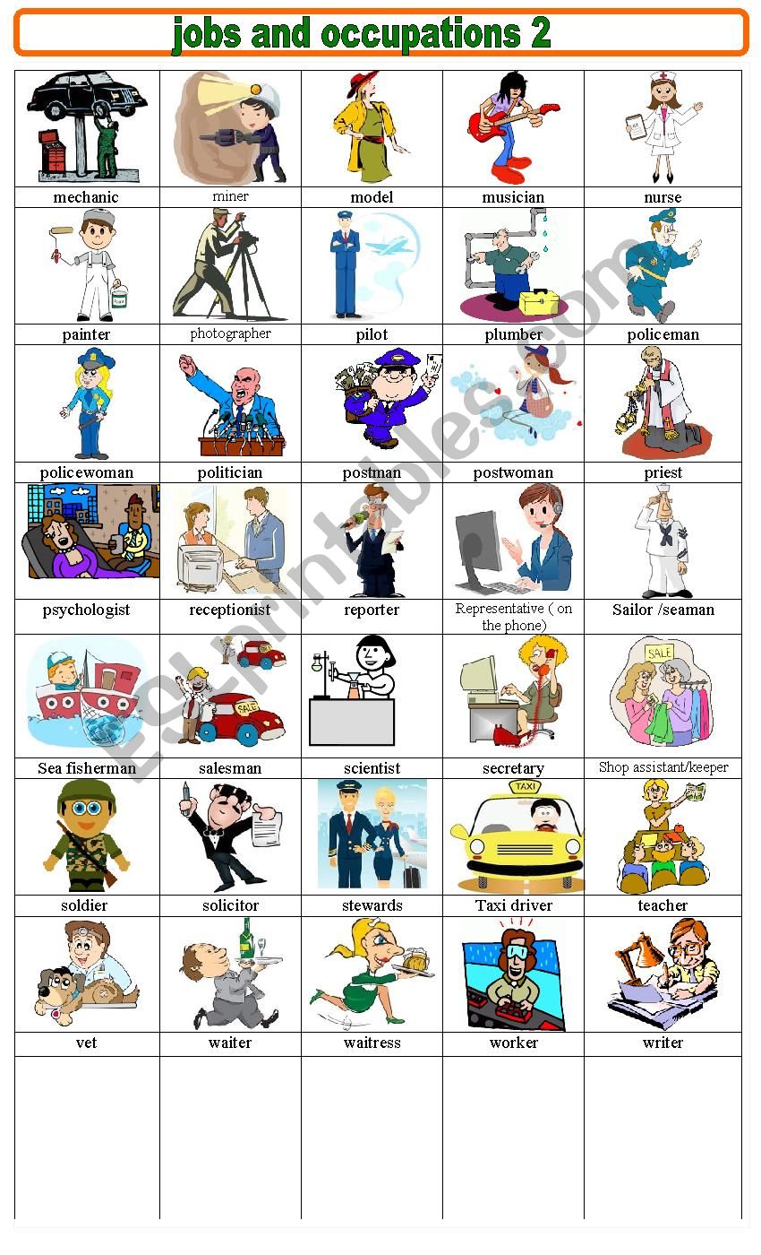 JOBS AND OCCUPATIONS 2 worksheet