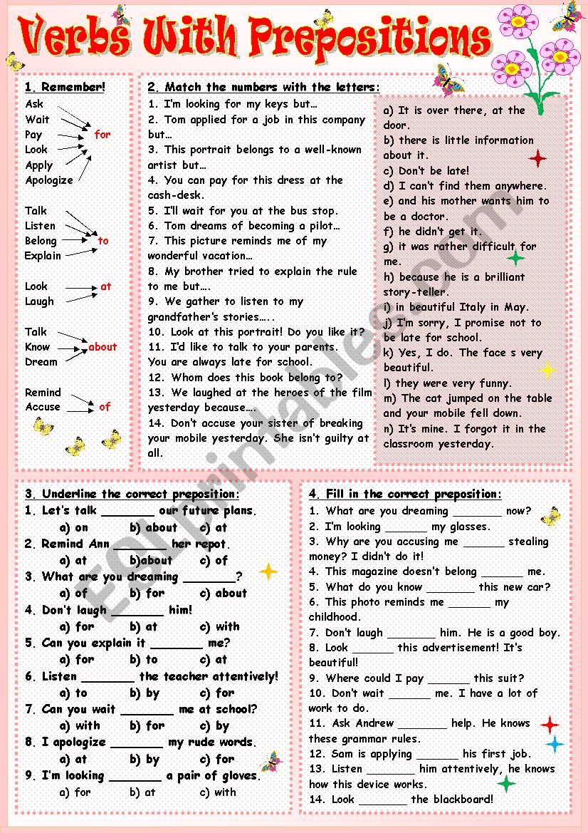 Verbs With Prepositions worksheet