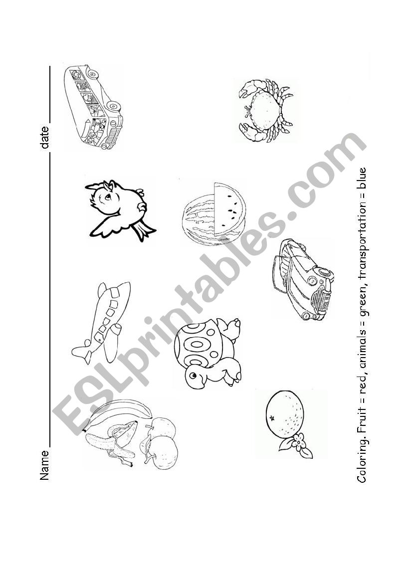 Colours worksheet