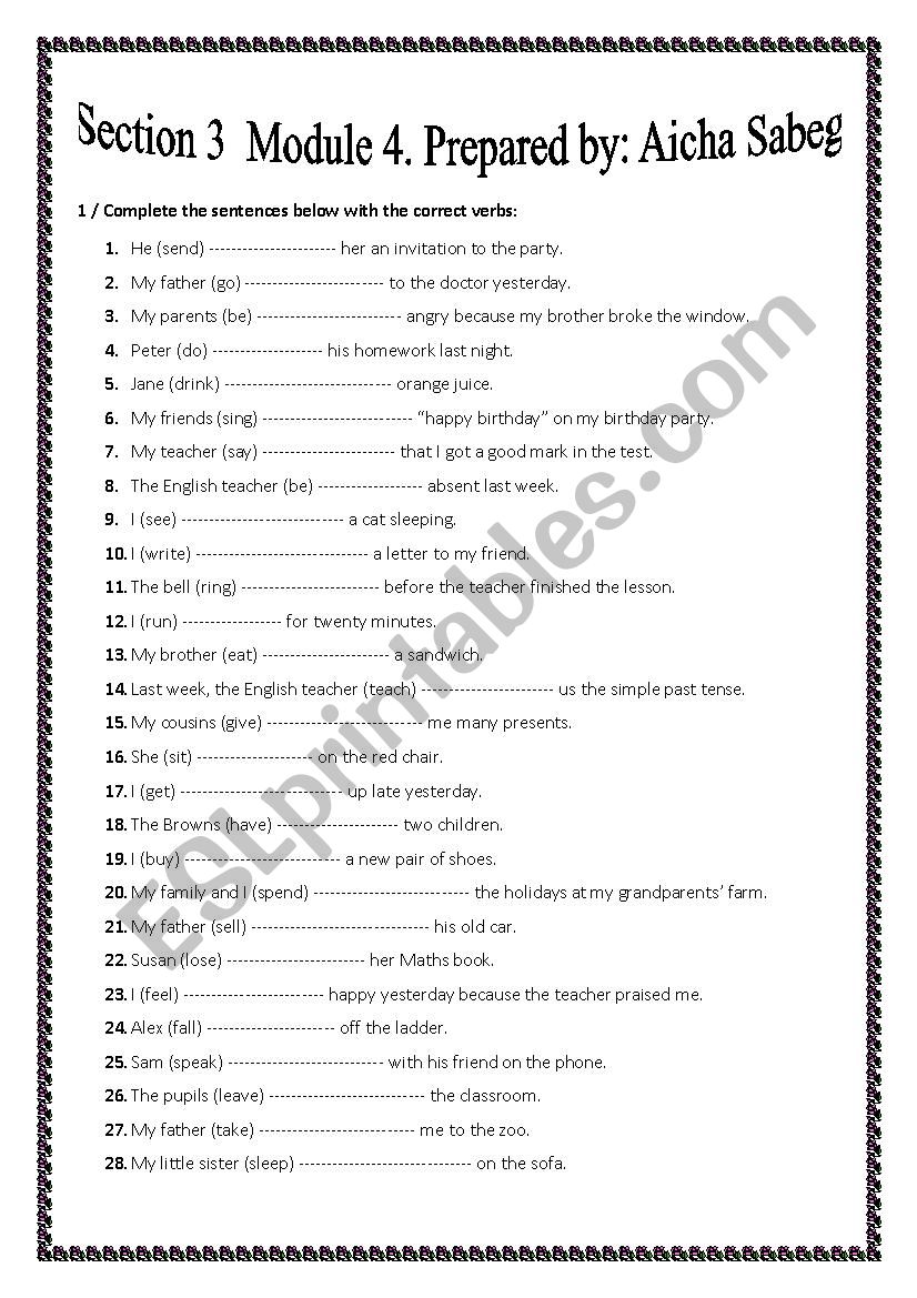 Past Simple worksheet