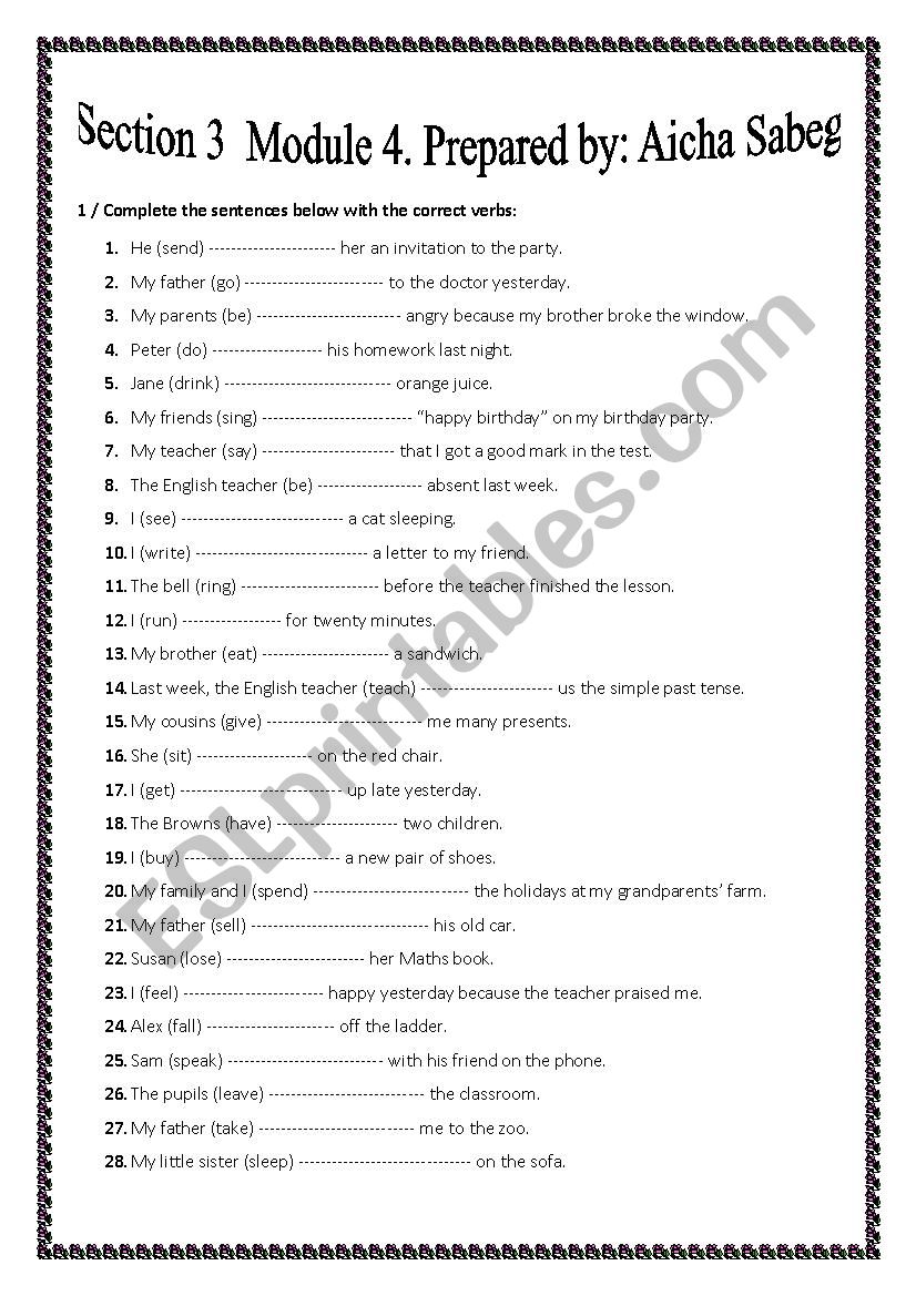 Past Simple worksheet