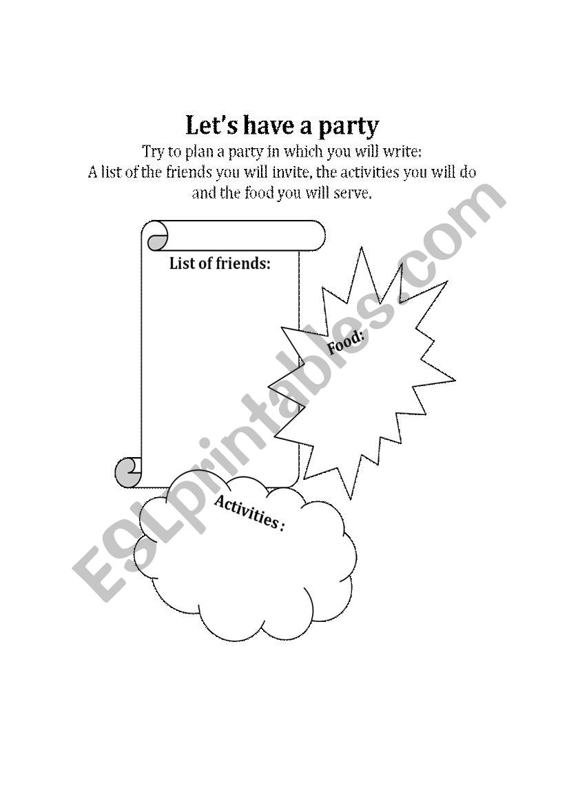 lets have a party worksheet