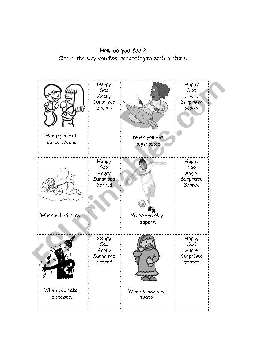 Feelings worksheet