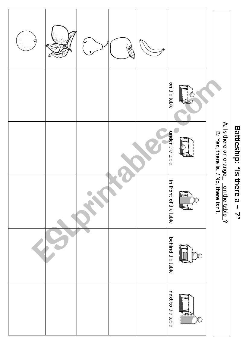 Battleship game. Is there? Fruits and prepositions