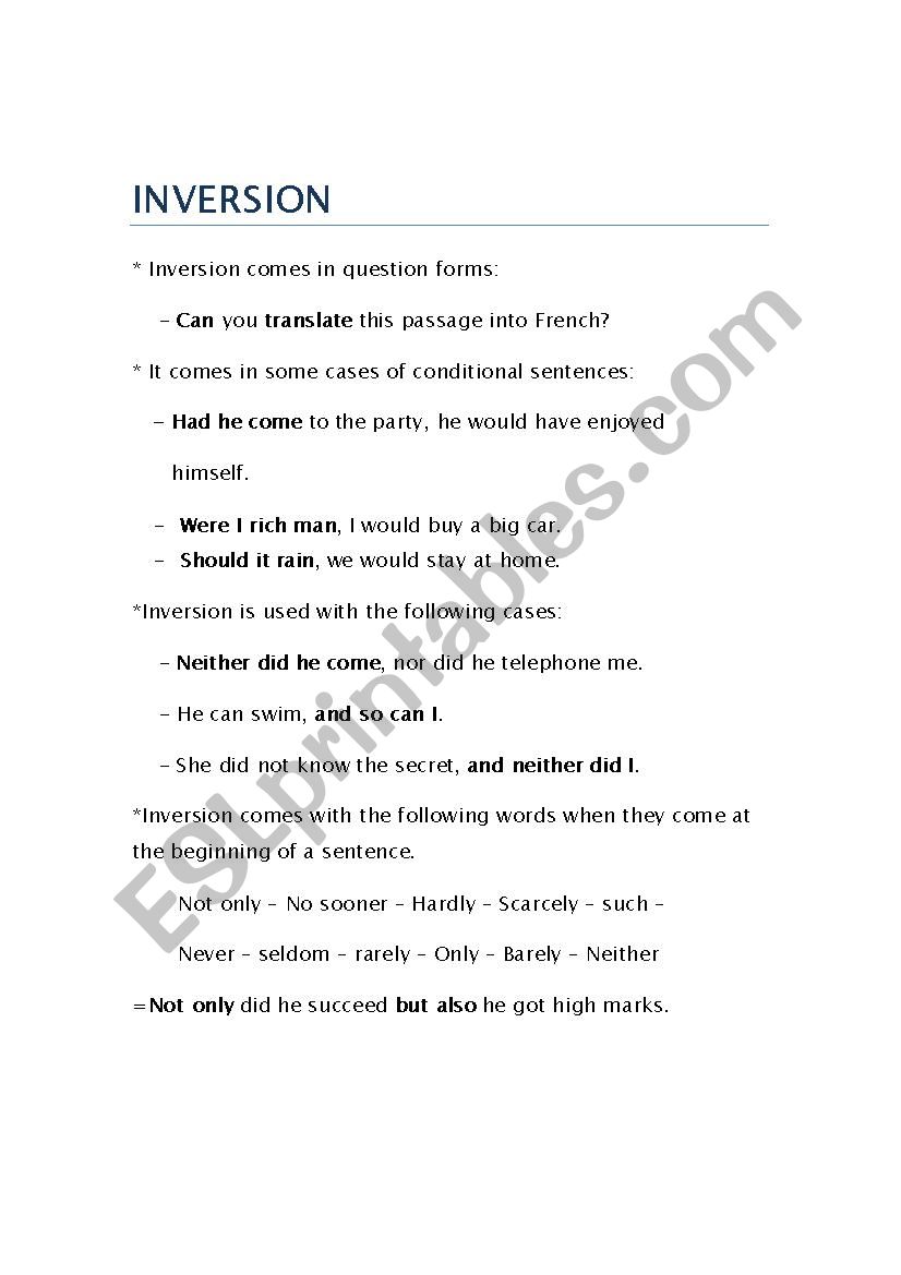 Inversion worksheet