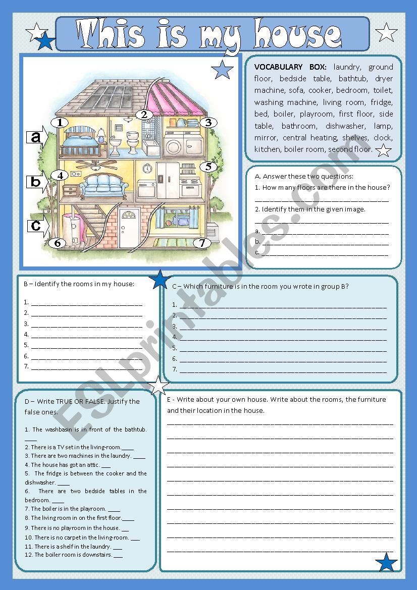 My house - ESL worksheet by Marília Gomes