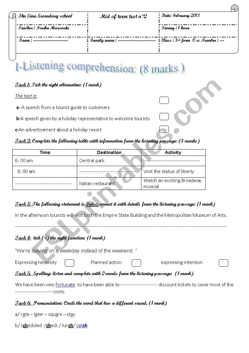 mid of term test n2 3rd form worksheet