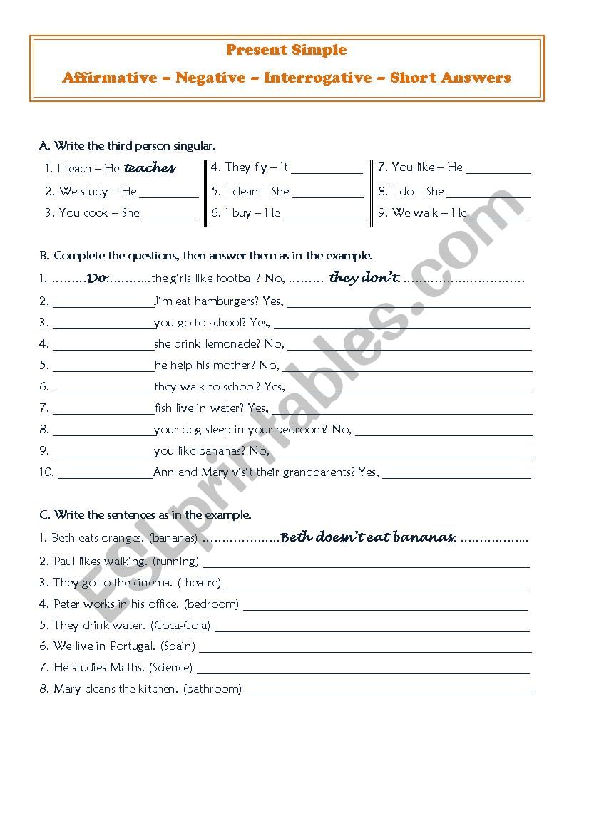 Present Simple worksheet