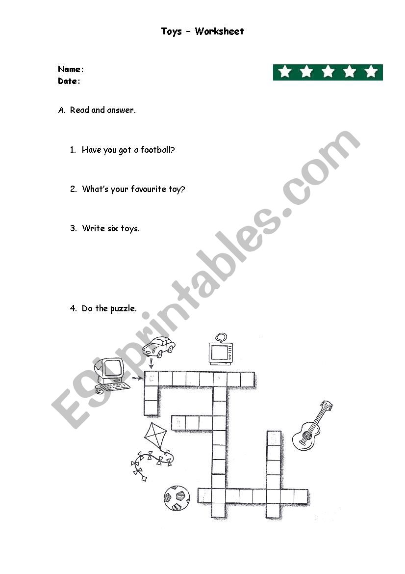 Toys Worksheet worksheet